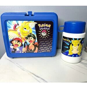 Vintage 1999 Pokémon Thermos Lunch Box Set Ash Brock Sandshrew